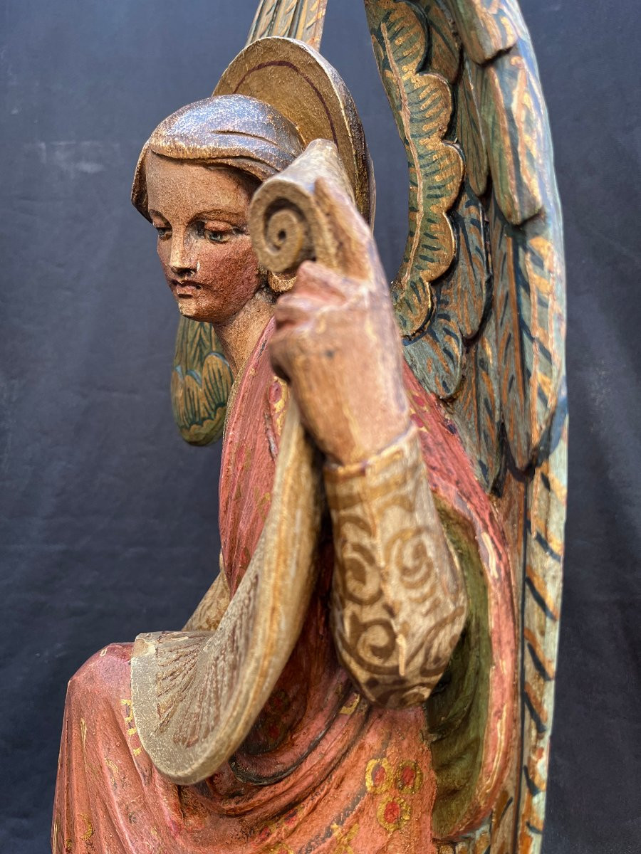 Ange de l'annonciation Bois sculpté 1900-photo-3