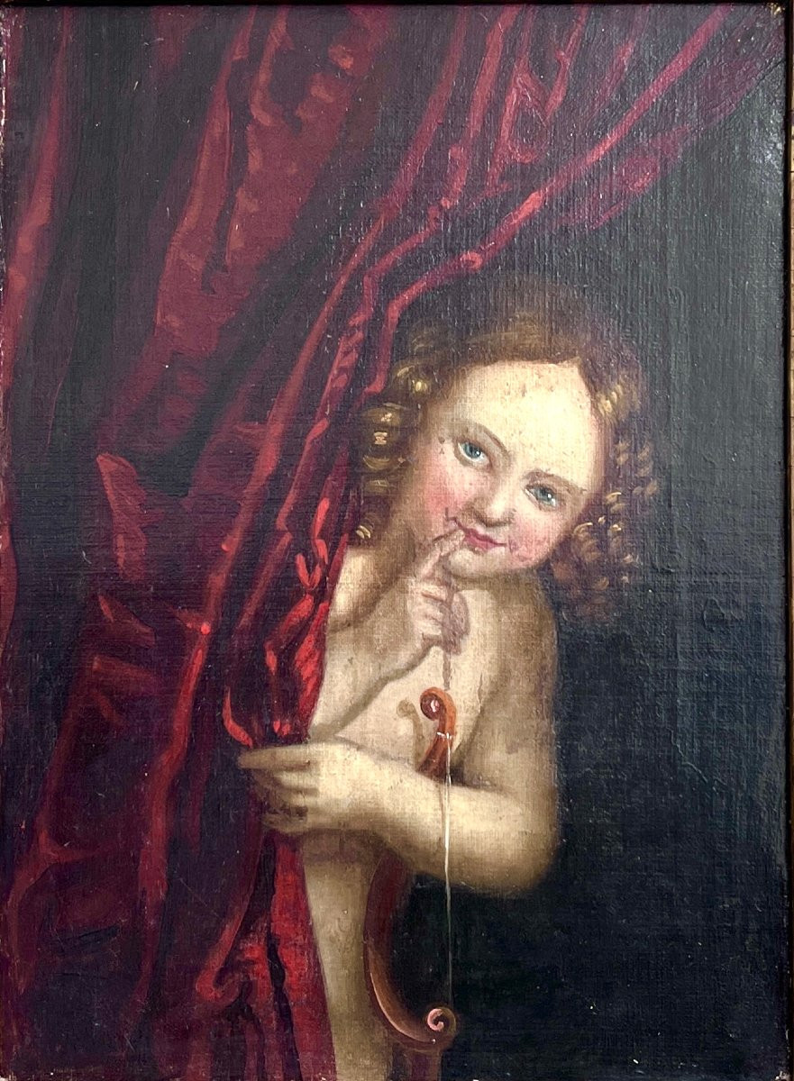 Cupid, Oil On Canvas, 18th Century  -photo-2