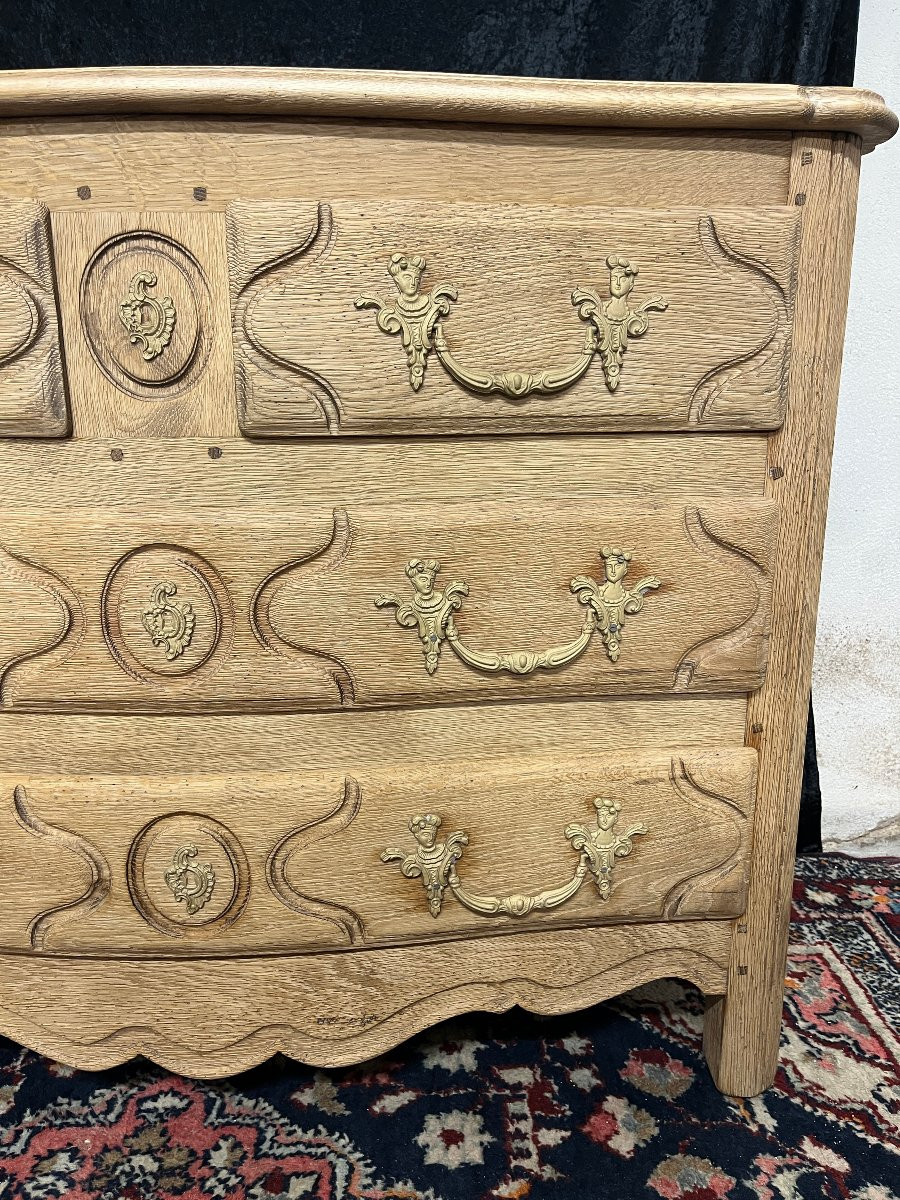 Curved Chest Of Drawers In Light Oak, Regency Style, Circa 1950-photo-2