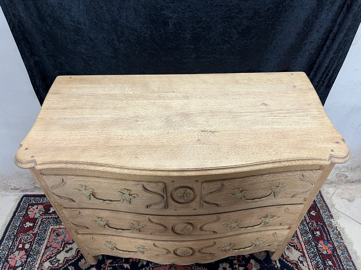 Curved Chest Of Drawers In Light Oak, Regency Style, Circa 1950-photo-2