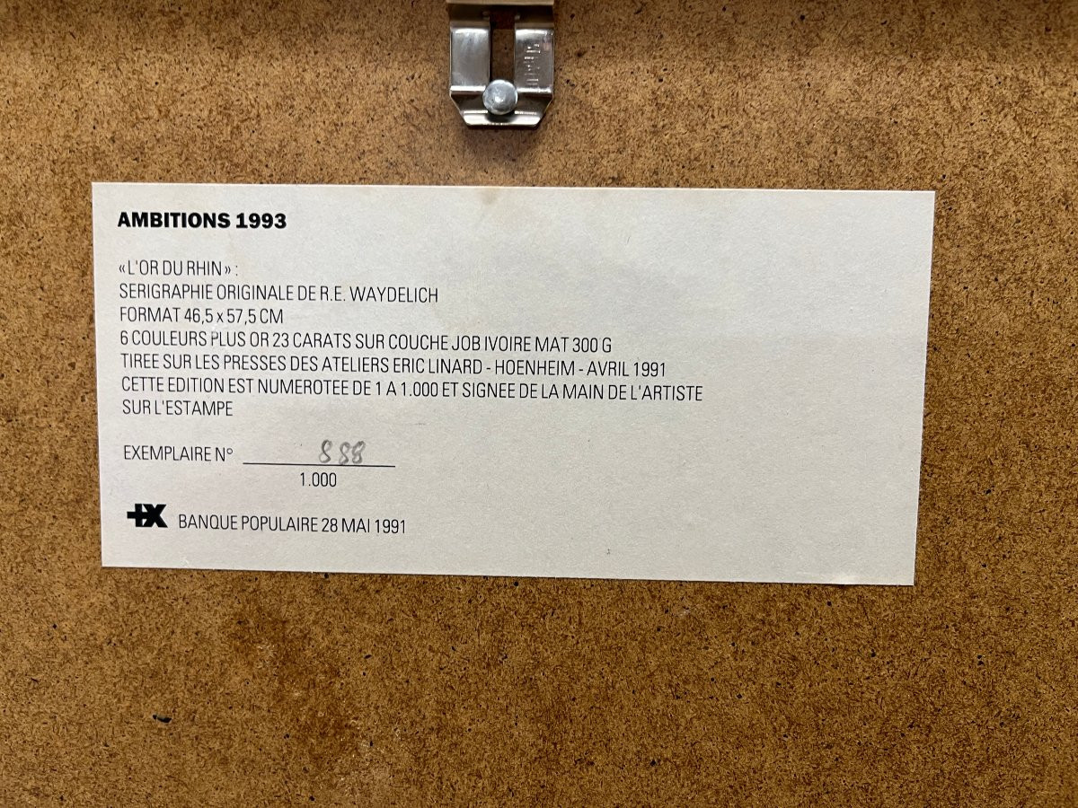 Screen Print By Raymond-émile Waydelich, "the Gold Of The Rhine," 1991-photo-3