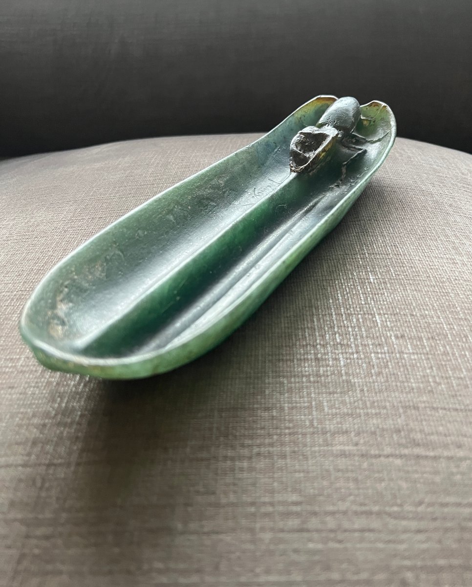 Walter & Bergé Nancy - Plumier au Lucane - ca1920 - Pâte de verre polychrome-photo-3