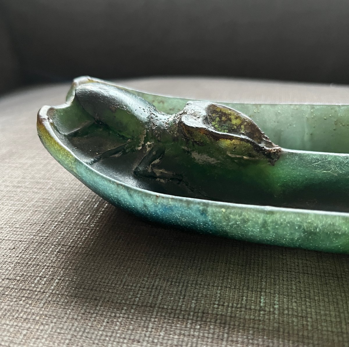 Walter & Bergé Nancy - Plumier au Lucane - ca1920 - Pâte de verre polychrome-photo-4