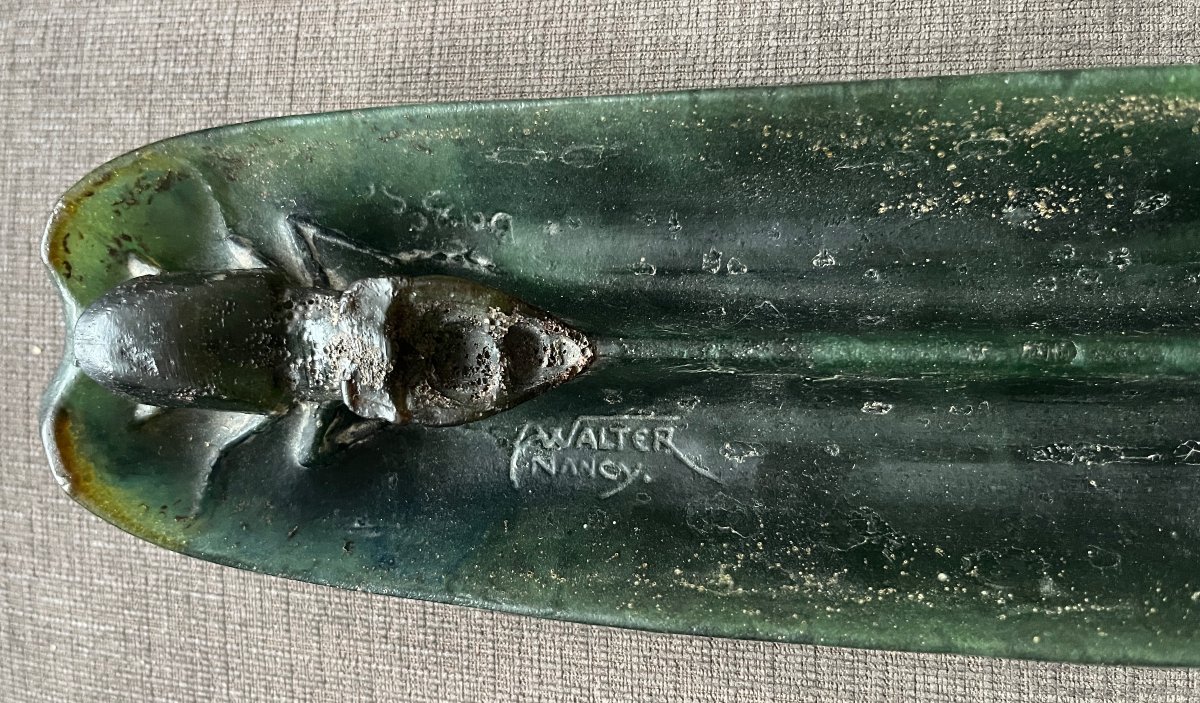 Walter & Bergé Nancy - Plumier au Lucane - ca1920 - Pâte de verre polychrome-photo-3