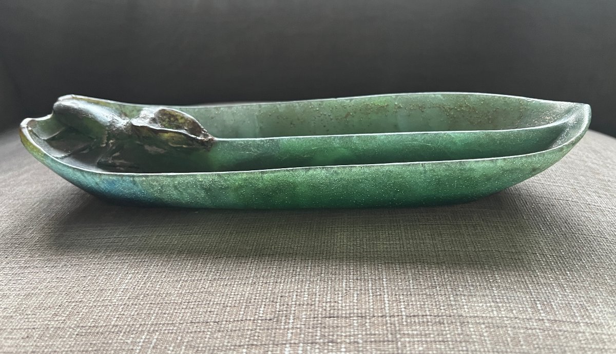 Walter & Bergé Nancy - Plumier au Lucane - ca1920 - Pâte de verre polychrome