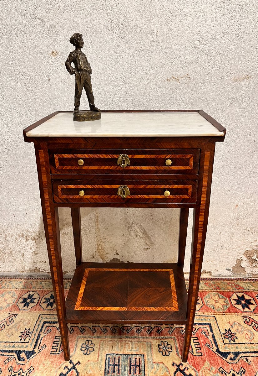 Louis XVI-era Inlaid Nightstand-photo-2