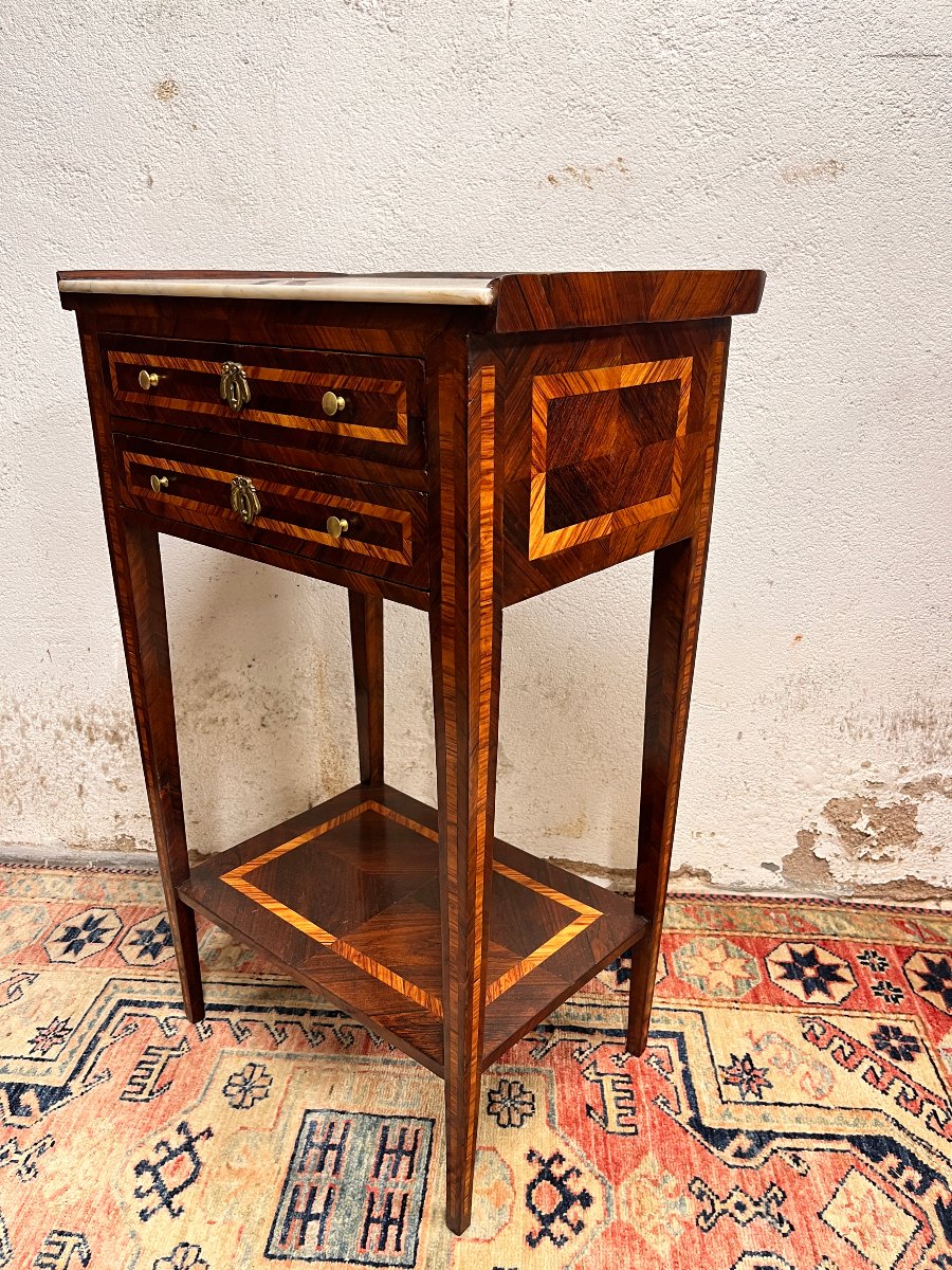 Louis XVI-era Inlaid Nightstand-photo-4