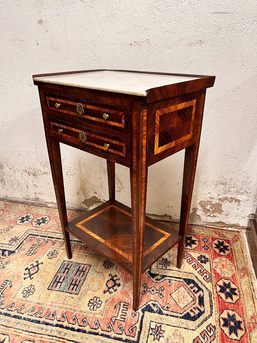 Louis XVI-era Inlaid Nightstand-photo-4