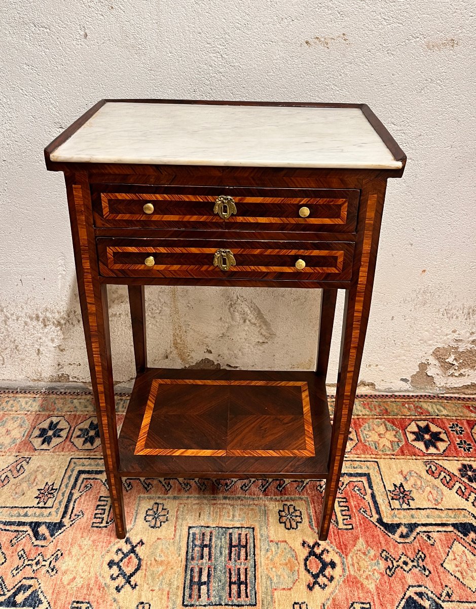 Louis XVI-era Inlaid Nightstand-photo-5