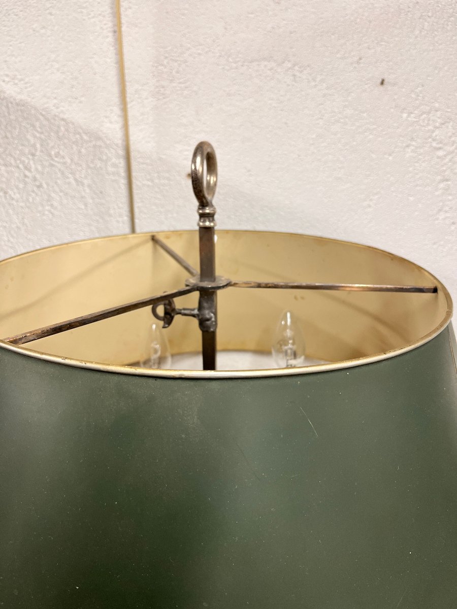 Grande Lampe Bouillotte en bronze argenté-photo-2