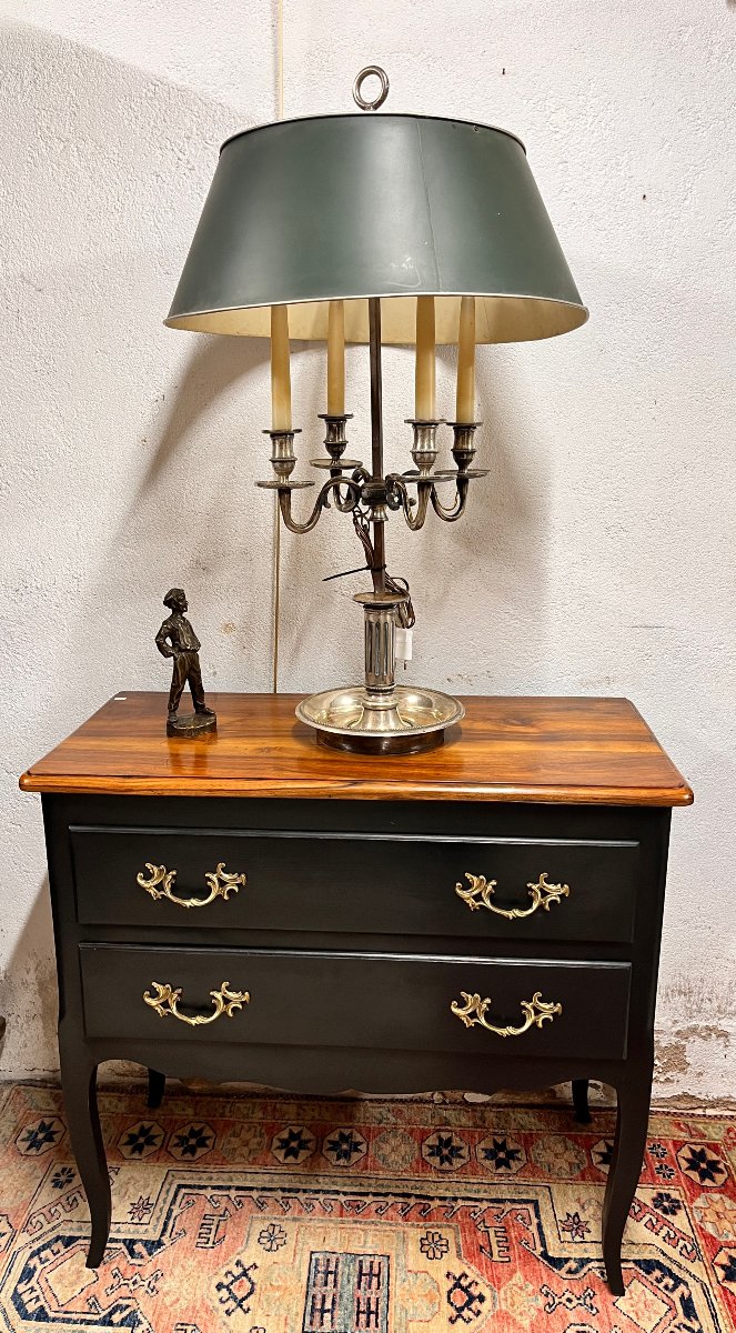 Grande Lampe Bouillotte en bronze argenté