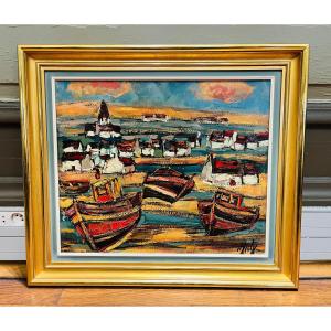 Henry Maurice d'Anty (1910 - 1998)- Hst - Bateaux au port
