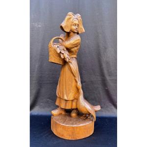 Wooden Gänseliesel Carved By Buckenmeyer Selestat