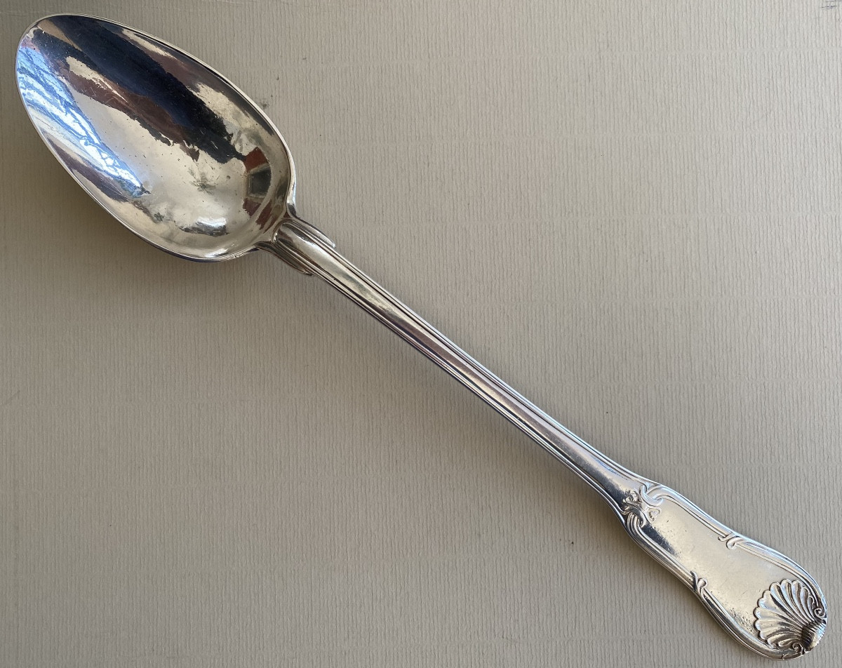 Spoon, Stew, Service, Silver, Violin Nets Shells, Paris, 18th-photo-2