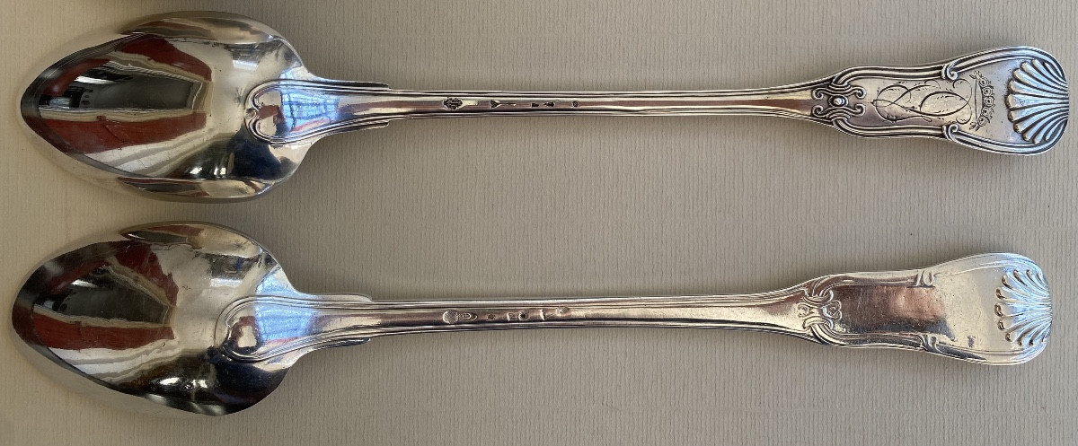 Spoon, Stew, Service, Silver, Violin Nets Shells, Paris, 18th-photo-5