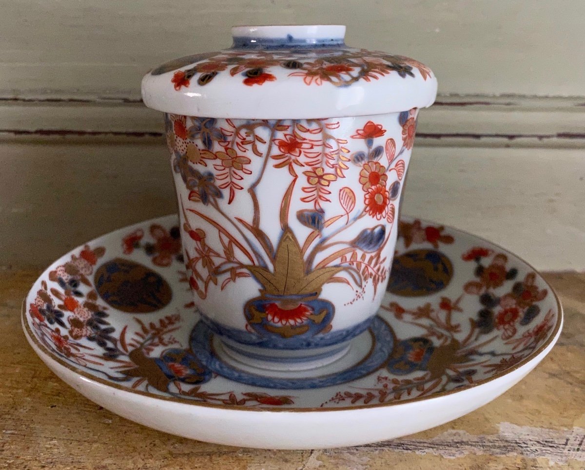 Imari, Goblet, Its Saucer And Its Lid, Porcelain, China, XVIIIth-photo-3
