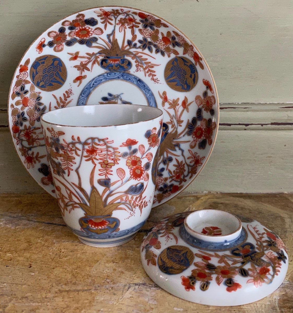 Imari, Goblet, Its Saucer And Its Lid, Porcelain, China, XVIIIth-photo-4