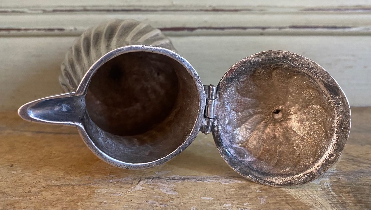 Creamer, Mustard, Plated Metal, Silver, Twisted Ribs, XVIIIth-photo-4