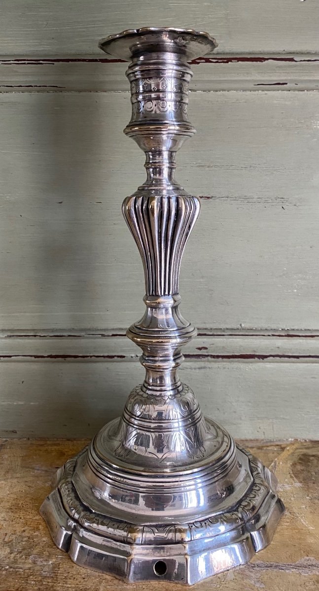Candle Holder, Flambeau, Bronze, Plated, Silver, France, 18th Century-photo-2