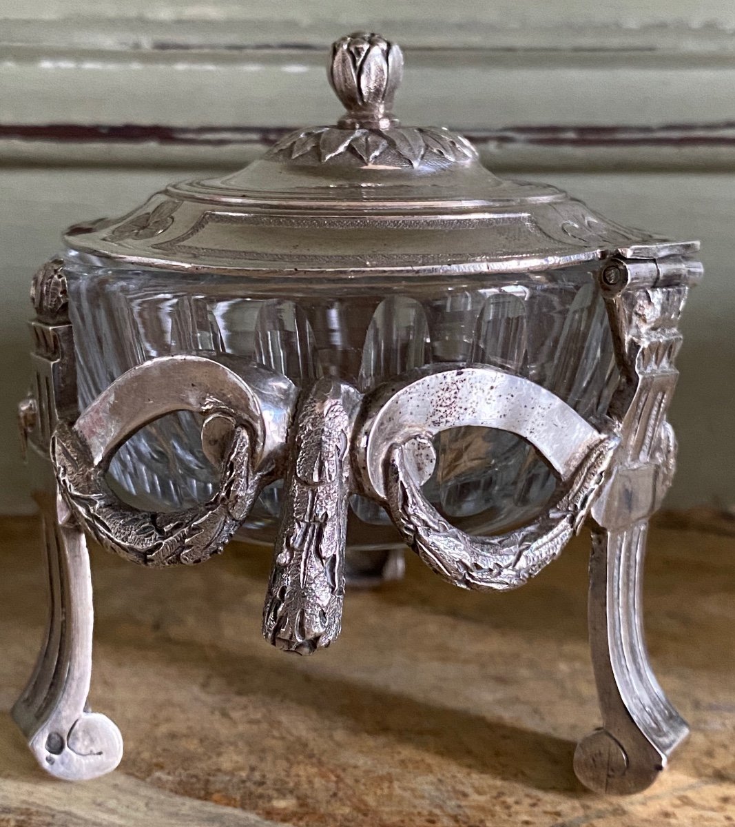 Pair Of Salt Cellars, Salt Cellars, Silver, Crystal, Paris 1776-photo-7