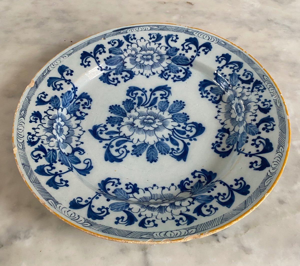 Delft, Large Dish, Earthenware, Oriental Decor, 18th Century-photo-3