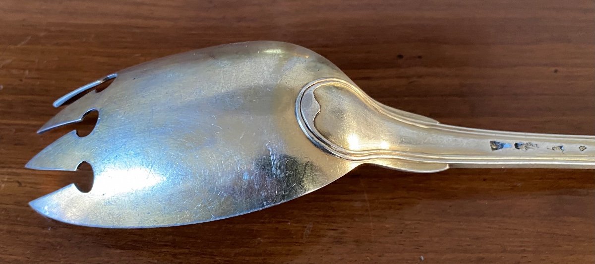 Serving Spoon, Stew, Silver, Shell Fillets, Paris 1739-photo-4