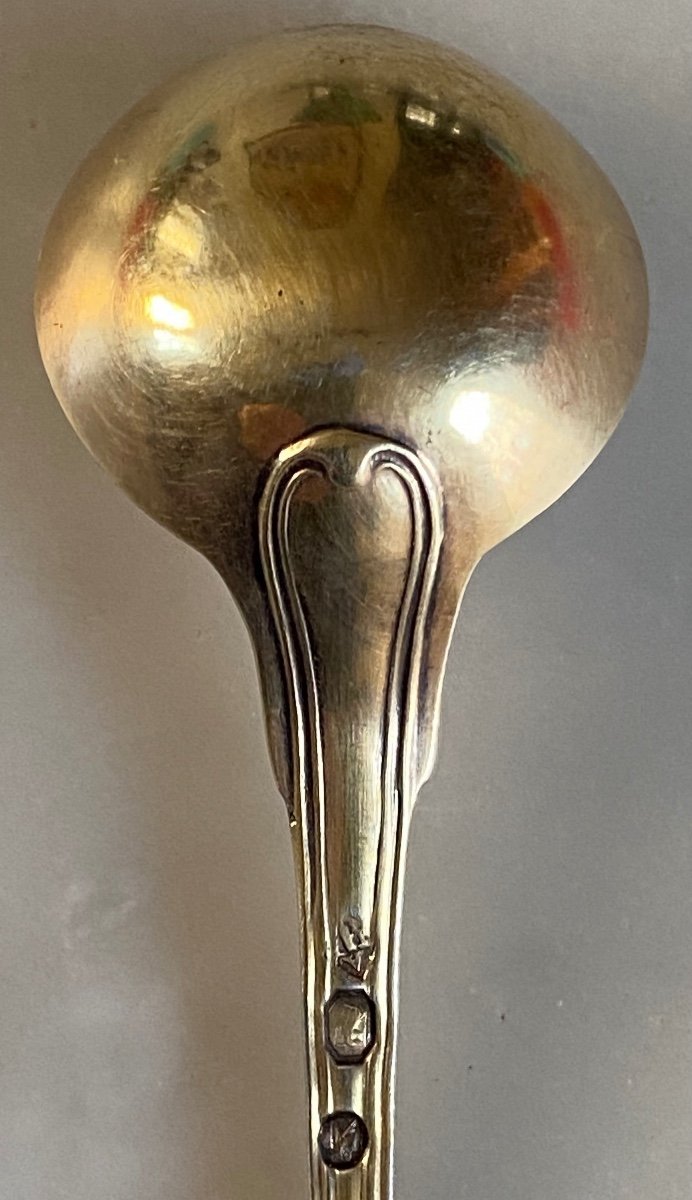 Ladle, Mustard Spoon, Gilt Silver, Empire, 19th Century-photo-4