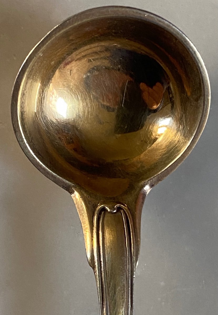 Ladle, Mustard Spoon, Gilt Silver, Empire, 19th Century-photo-1