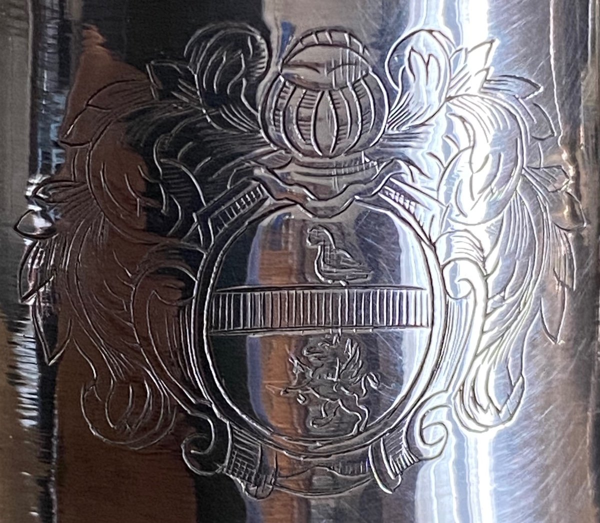 Sprinkler, Sprinkler, Plated Metal, Silver, Coat Of Arms, 18th Century