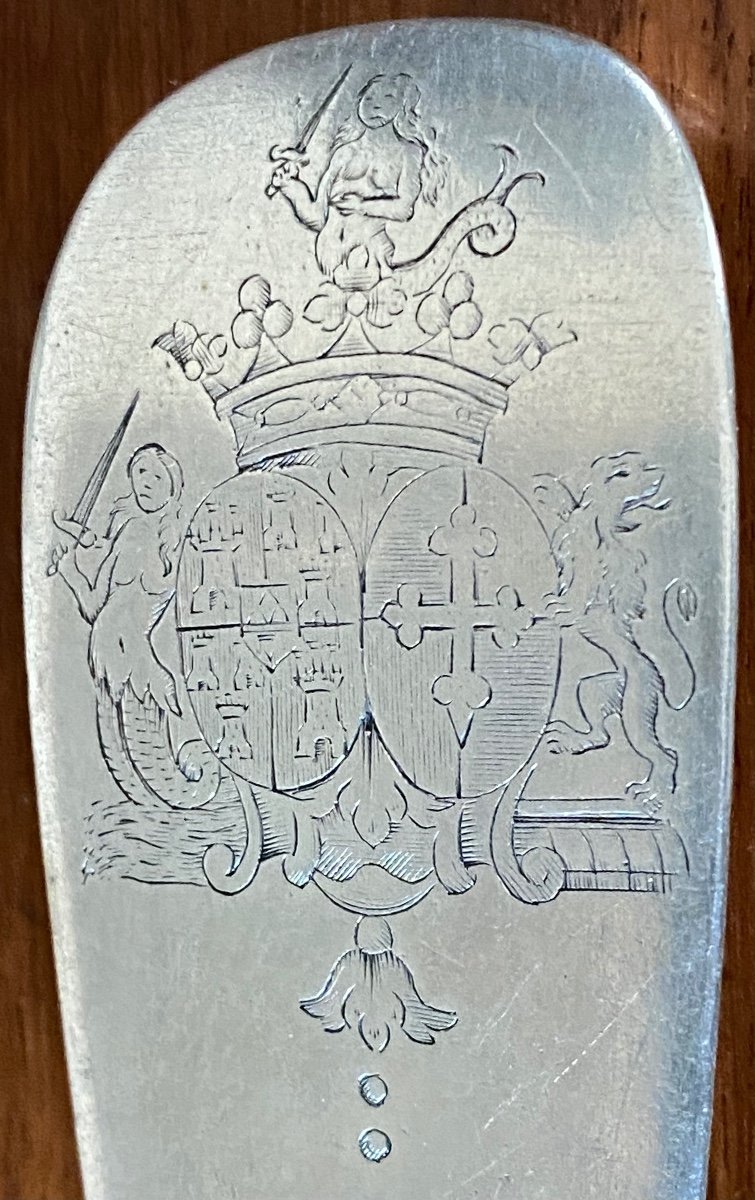 Pot Spoon, Stew Spoon, Silver, Coat Of Arms, France, Province, 18th Century