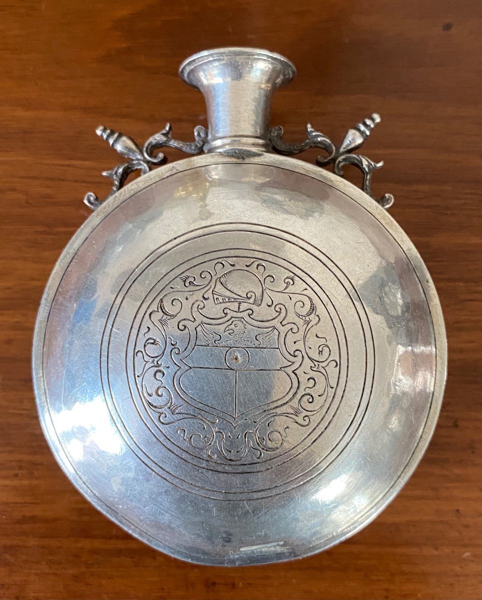 Gourd, Engraved Silver, Coat Of Arms, Italy, 16th
