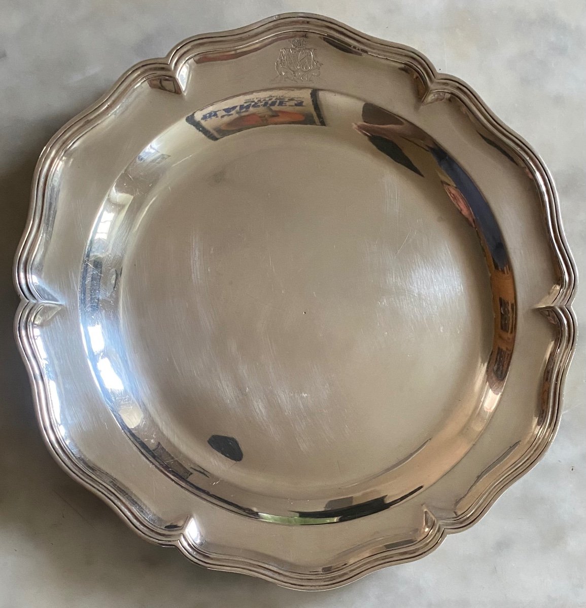 Grand Plat, Argent, Filets Contours, Armoiries, Paris 1754-photo-4