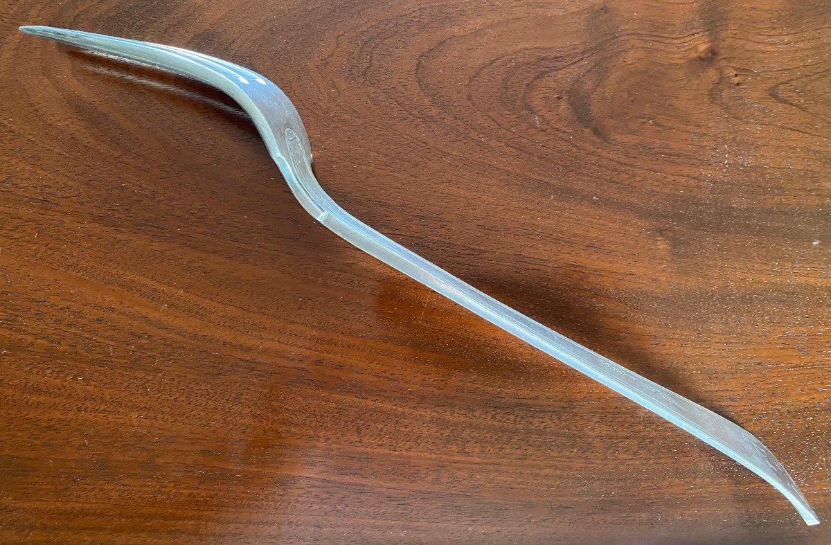Massive Serving Fork, Stew, Silver, Spain, 18th Century-photo-3
