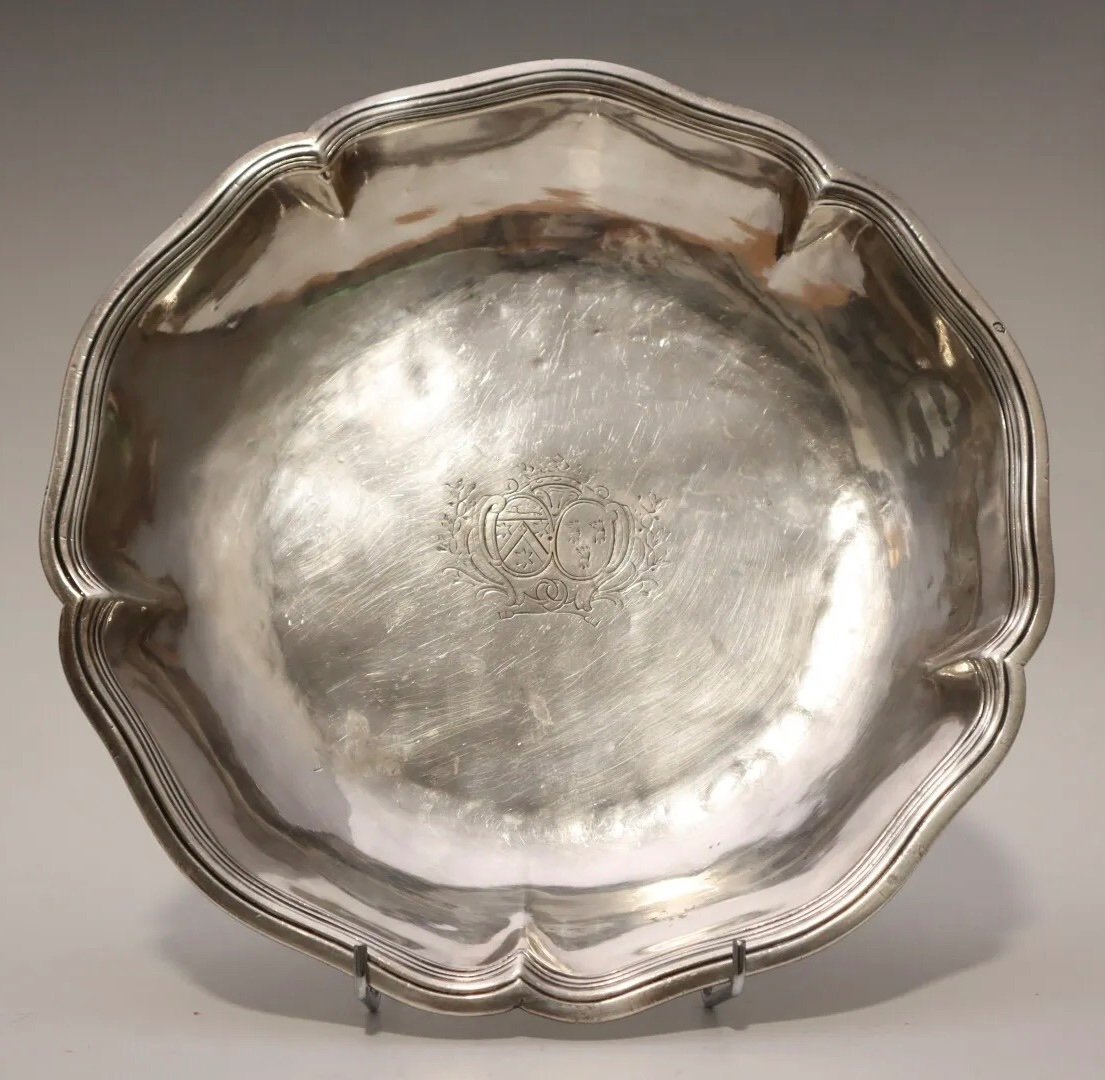 Bowl, Dish, Silver, Coat Of Arms, Paris, 18th Century-photo-2