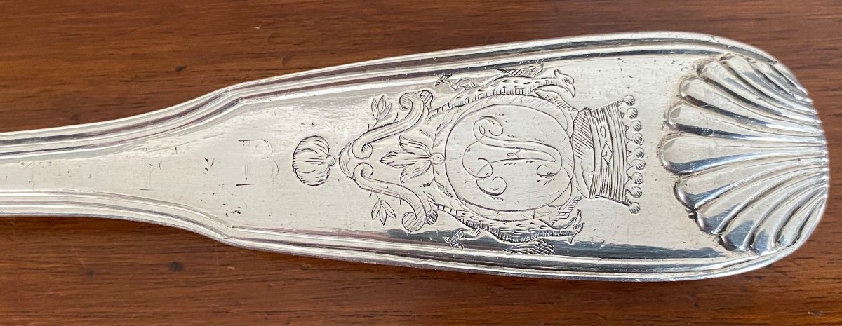 Ladle, Silver, Shell Nets, 18th Century-photo-3