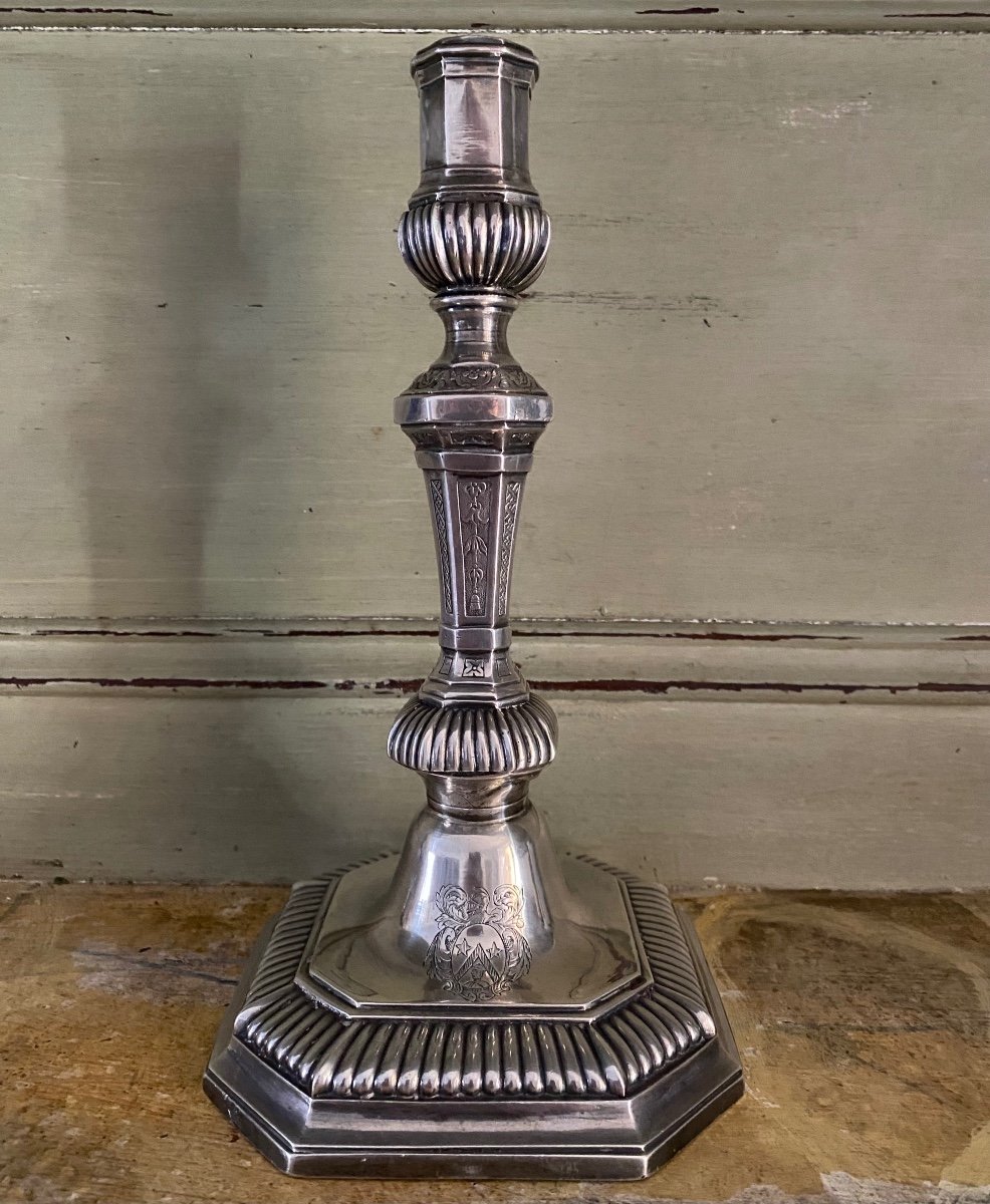 Torch, Candlestick, Silver, Coat Of Arms, Paris, 1704-1712-photo-2