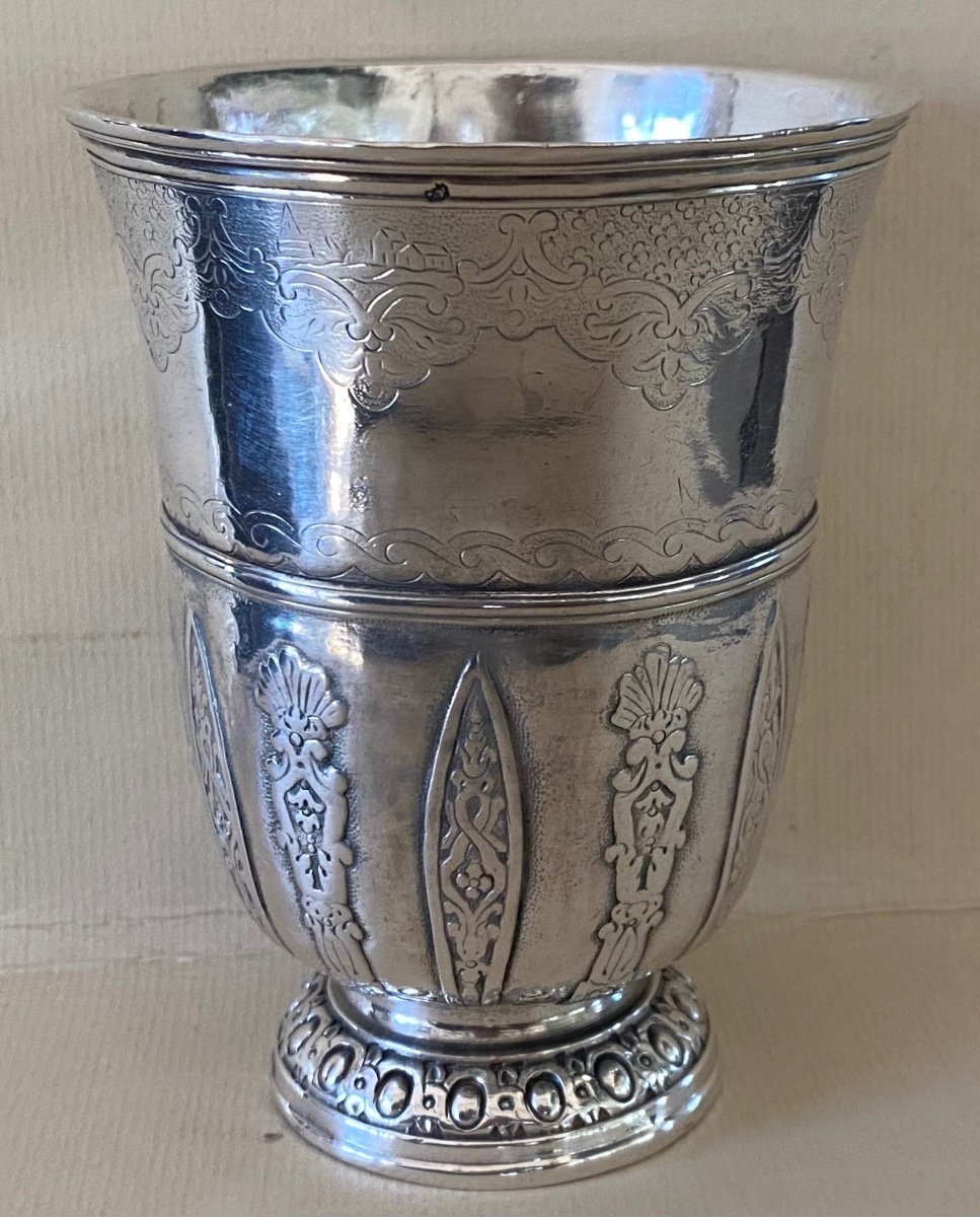Timbale tulipe, à Appliques, Argent, Gravé, Paris, 1739-photo-2