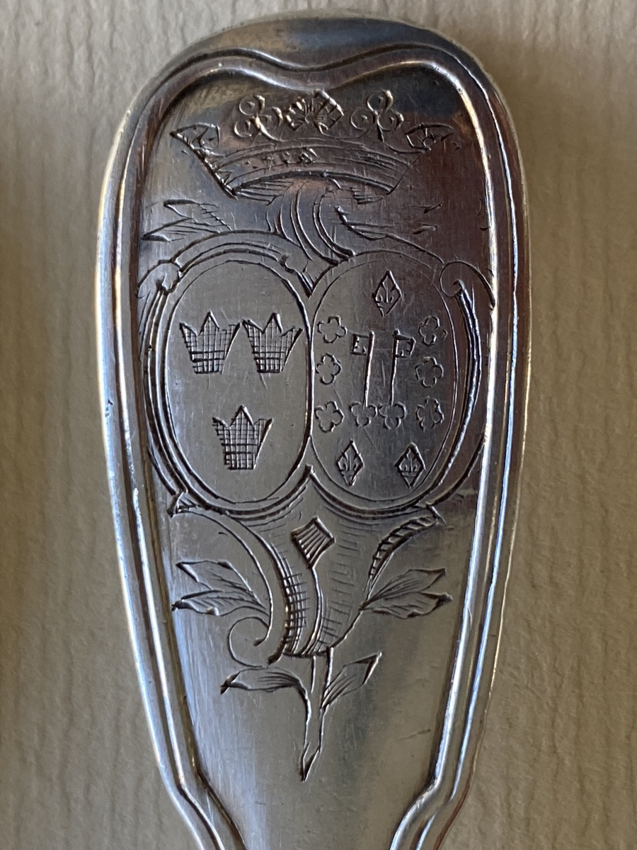 Couverts, Argent, Filets, Armoiries, Paris 1742-photo-2