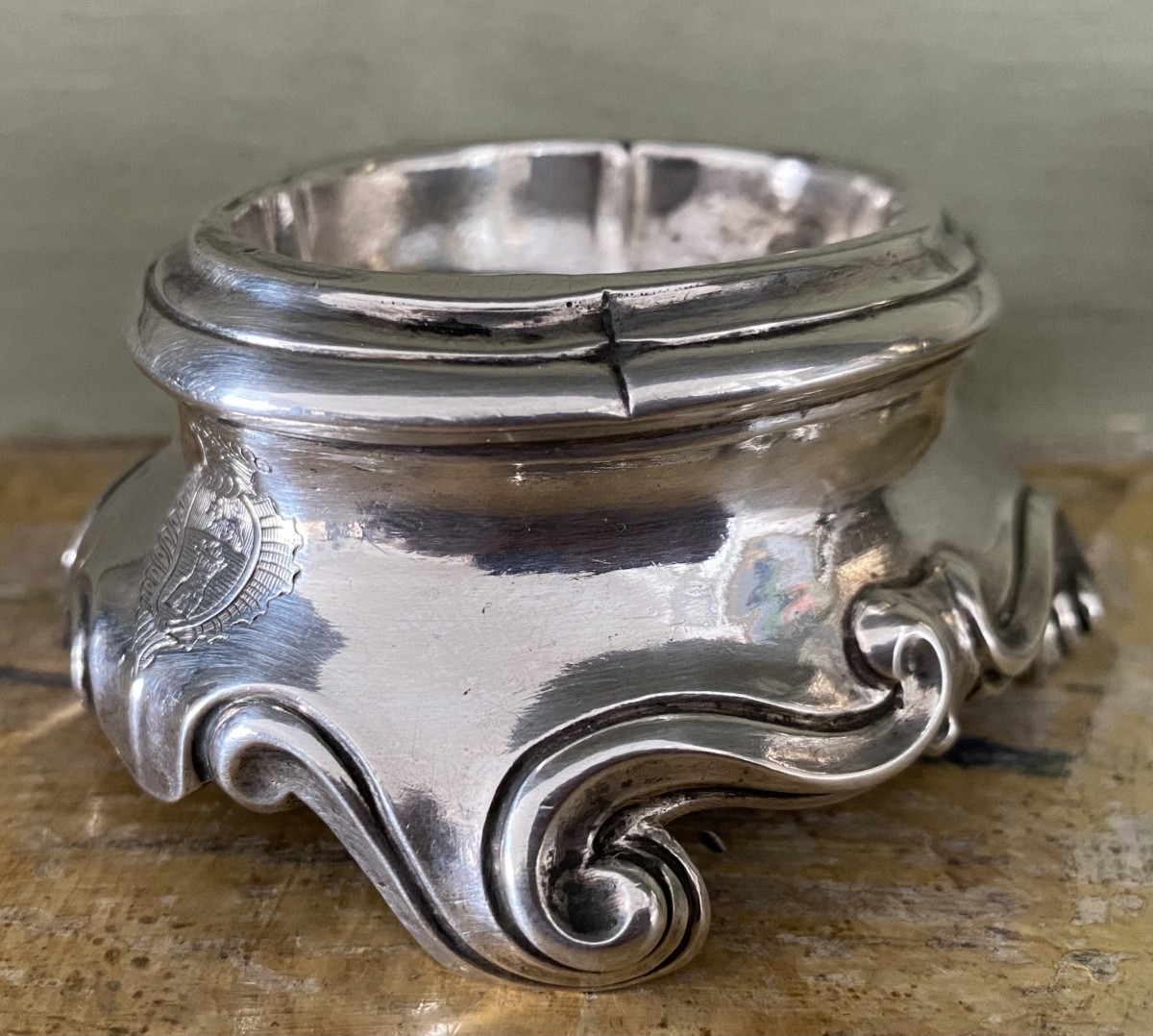 Avignon, Salt Cellar, Silver, Coat Of Arms, Circa 1750-photo-3