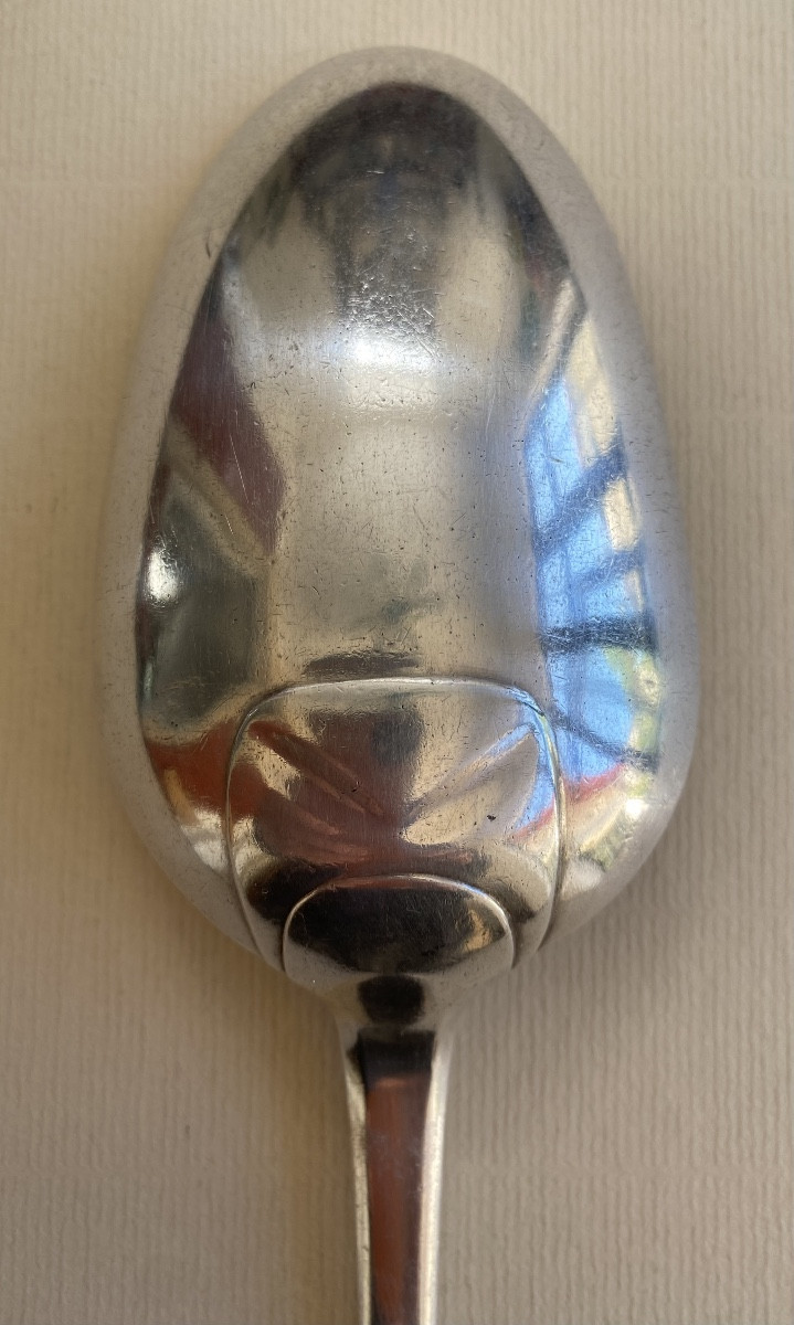 Grande et Lourde, Cuillère à Ragoût, de service, Argent, Armoiries, XVIIIè-photo-2