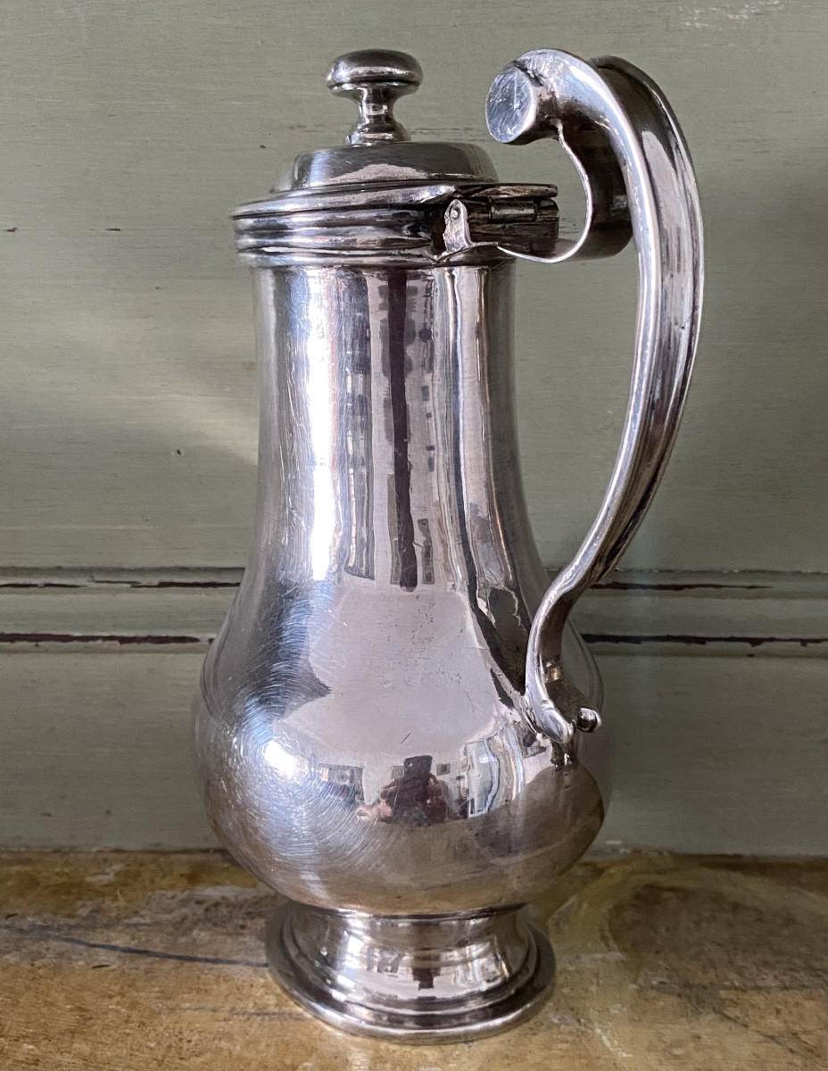 Barber, Water Jug, Ewer, Plated Metal, Silver, Coat Of Arms, 18th Century-photo-4