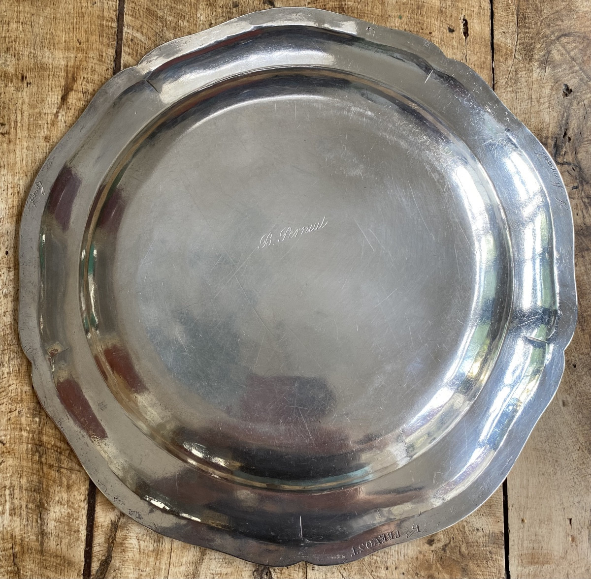 Plate, Contoured Fillets, Silver, Coat Of Arms, Paris 1762-68-photo-3
