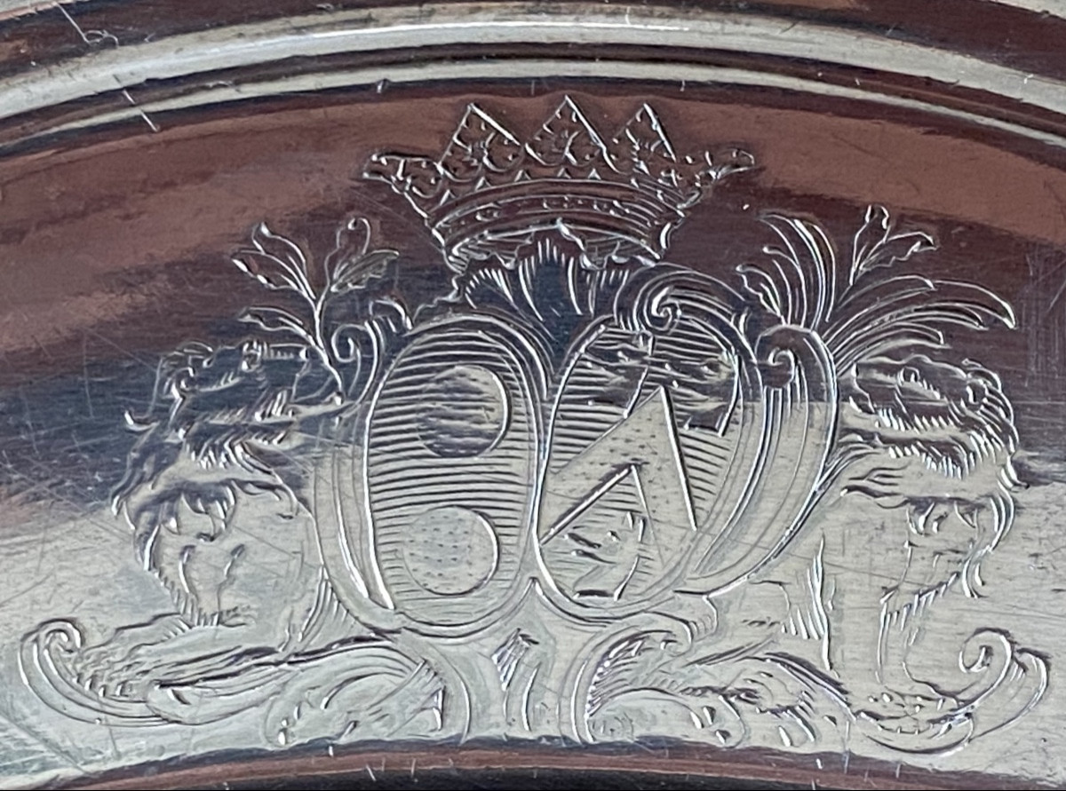 Plate, Contoured Fillets, Silver, Coat Of Arms, Paris 1762-68