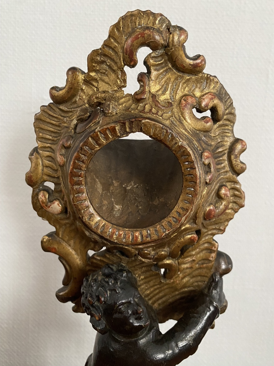 Watch Holder, Two Patinas, Gilded Wood, 18th Century-photo-4