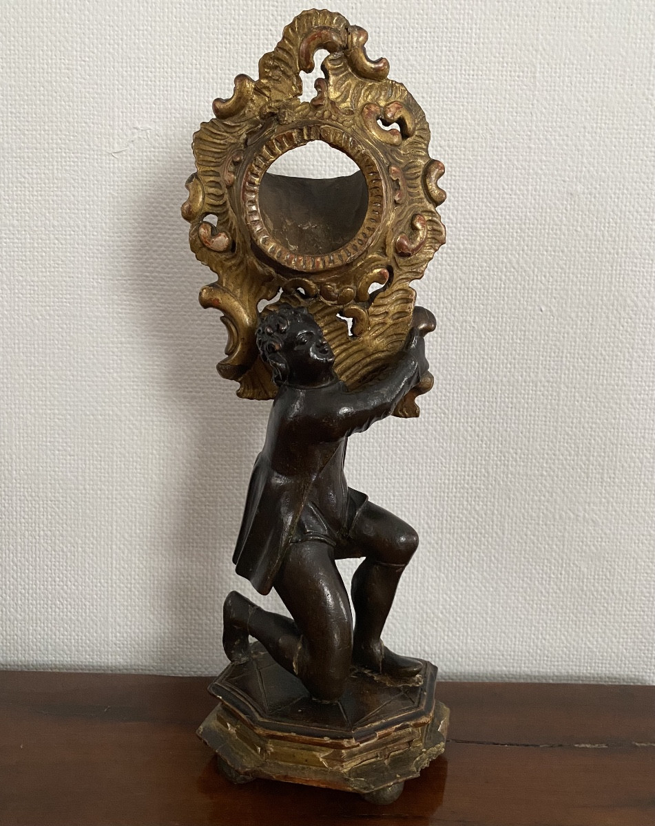 Watch Holder, Two Patinas, Gilded Wood, 18th Century