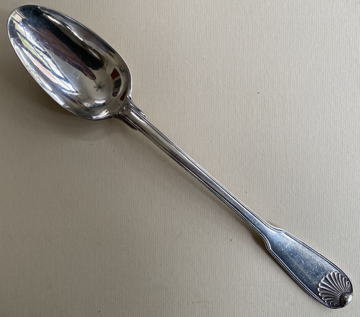 Cuillère à Ragoût, de service, Argent, Filets Coquilles, Paris 1773-photo-2