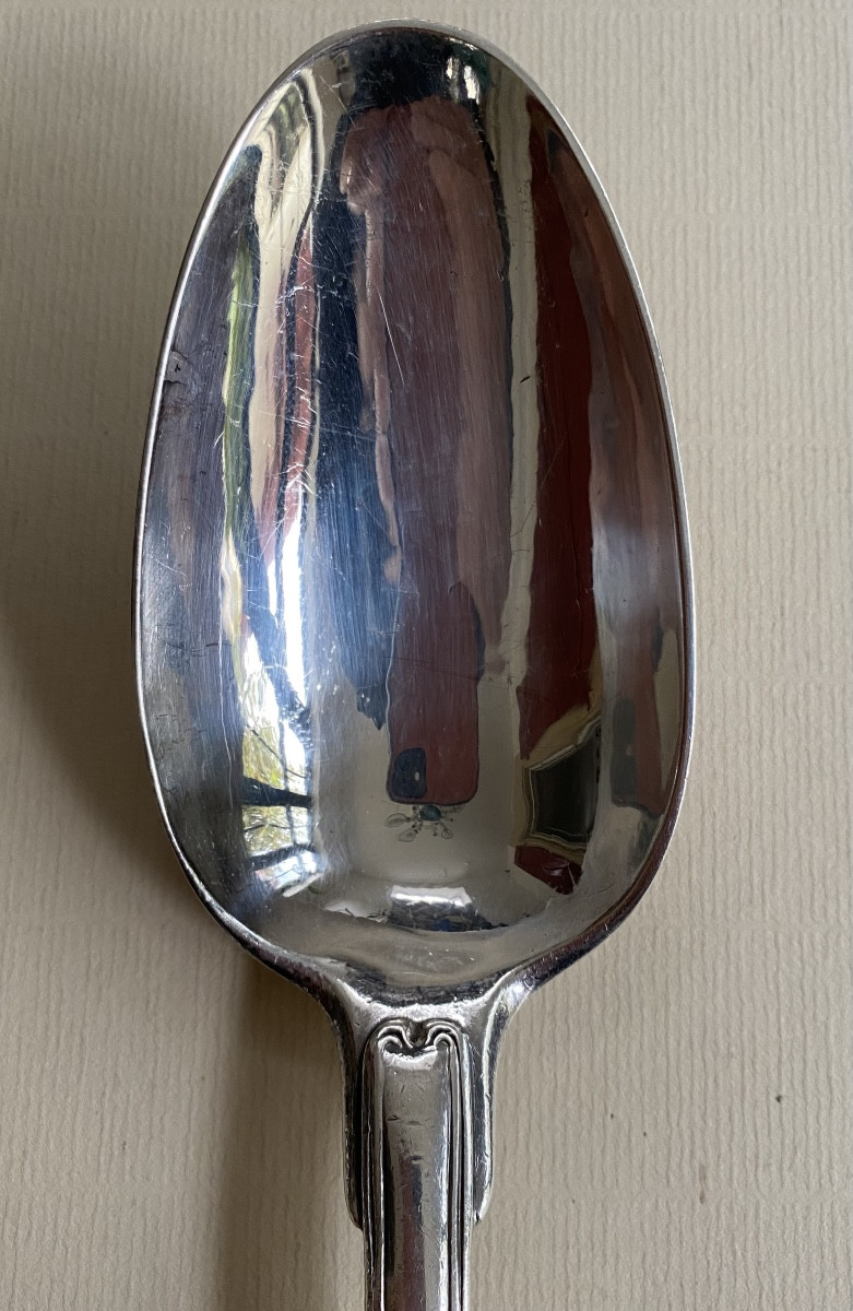 Cuillère à Ragoût, de service, Argent, Filets Coquilles, Paris 1773-photo-3