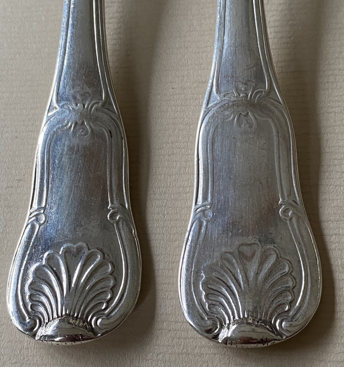 Silver Cutlery, Violin-shaped Strings, Shells And Clasps, Paris 18th Century-photo-2