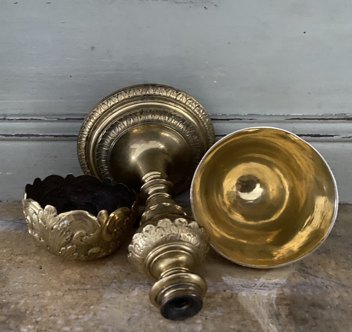 Calice, bronze doré, argent et vermeil, XVIIIè-photo-4