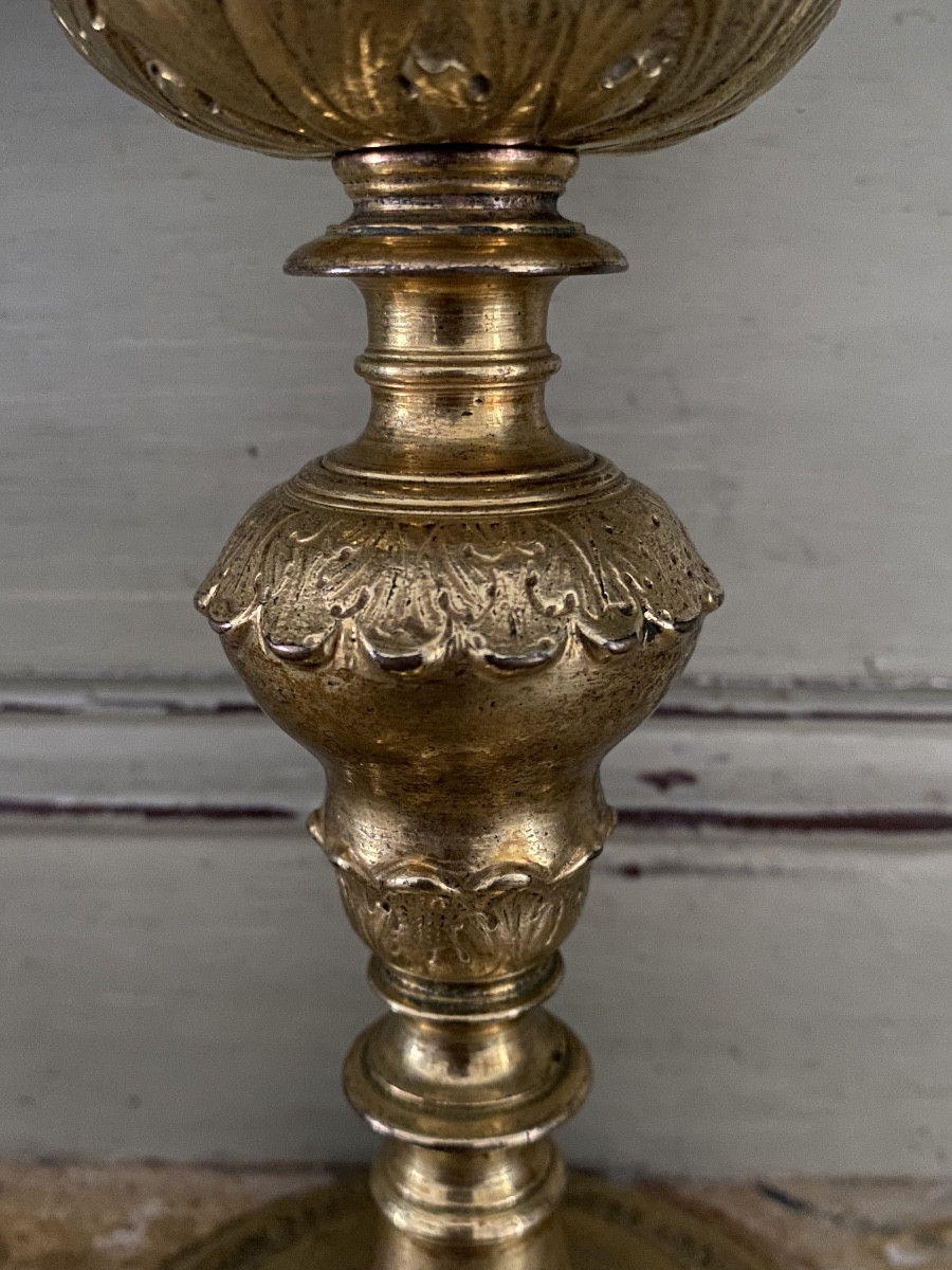 Calice, bronze doré, argent et vermeil, XVIIIè-photo-2